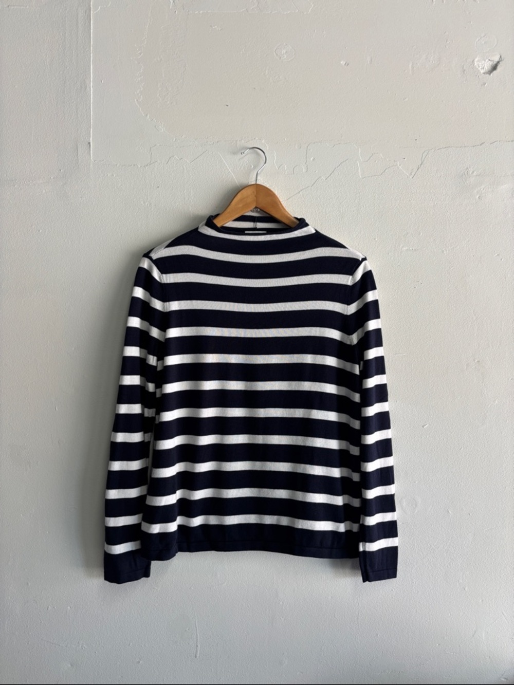 crown & ivy Navy and White Striped Crewneck Sweater